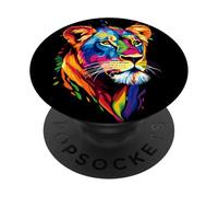 Lioness Lion Young Wild Lionesses Lion Mom Little Cute Lions PopSockets Adhesive PopGrip