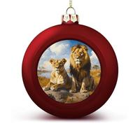 Lioness Love Printed Christmas Balls Hanging Baubles Decorations for Xmas Tree Party Gift Red-style 4PCS