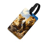 Lioness Love Printed Luggage Tag for Suitcase Cute ID Tags Travel Baggage Identifier Labels Black-Style