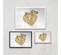 Lioness Lovers Giclee Art Print - A4 - Wooden Frame