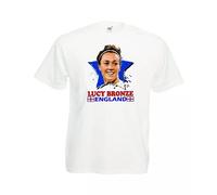 Lioness Lucy Bronze England Soccer Football Player T-Shirt Unisex Adult Cotton Top (UK, Alpha, M, Regular, Regular, White)