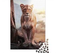 Lioness Standing Alert 1000 Pieces Thick Cardboard Jigsaw Puzzle Adult Jigsaws Hard Challenging Game 52x38cm/1000pcs