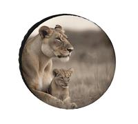 Lioness Weatherproof Spare Tire Cover, Tire Diameters 24-36 Inch, Waterproof Universal Wheel Protectors for Trailer Truck RV SUV
