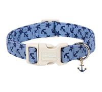 Lionet Paws Blue Dog Collar Summer Anchor Collars with Cute Anchores Pattern Pendant - Male Boy Dog Collar for Small Medium Large Dogs M