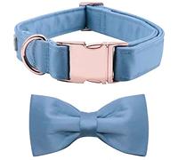 Lionet Paws Bowtie Dog Collar - Comfortable Silk Boy Dog Collar with Detachable Bow Tie for Medium Dogs, Neck 34-55cm