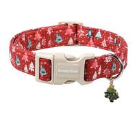 Lionet Paws Christmas Dog Collar- Cute Colorful Christmas Tree Dog Collars with Plastic Buckle and Xmas Tree Pendant,Light Red Dogs Collar for Medium Large Dogs