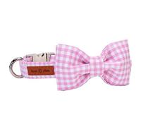Lionet Paws Cotton Dog Collar with Bowtie, Durable Adjustable and Comfortable Collar for Medium Dogs, Neck 34-55cm