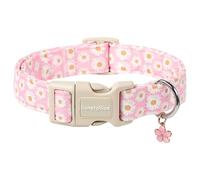 Lionet Paws Floral Dog Collar- Cute Daisy Pink Dog Collars with Plastic Buckle, Light Adjustable Dog Collars for Small Medium Dogs