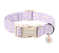 Lionet Paws Floral Dog Collar- Cute Daisy Purple Dog Collars with Plastic Buckle, Light Adjustable Dog Collars for Small Medium Dogs