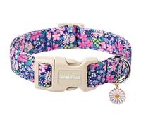 Lionet Paws Floral Dog Collar- Cute Spring Wildflowers Daisy Fleabane Dog Collars with Plastic Buckle,Light Adjustable Dog Collars for Medium Large Dogs