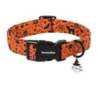 Lionet Paws Halloween Dog Collar Fall Brown Boo Pumpkin Dogs Collars with Cute Ghost Pendant - Female Flower Dog Collar for Small Medium Large Dogs S