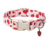 Lionet Paws Pink Dog Collar- Cute Strawberry Dog Collars with Plastic Buckle, Light Adjustable Dog Collars for Small Medium Dogs