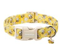 Lionet Paws Spring Dog Collar- Cute Bees Yellow Dogs Collar with Plastic Buckle and Bee Pendant,Dog Collar for Small Dogs