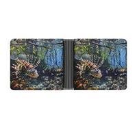 Lionfish Swims Along The Edge of A Mangrove Leather Wallets for Men Slim Bifold Wallet Credit Card Holder Front Pocket Wallets