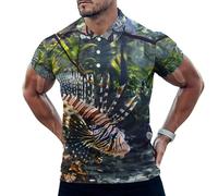 Lionfish Swims Along The Edge of A Mangrove Mens Polo Shirts Short Sleeve Golf Shirt Casual T-Shirt Top for Work Athletic 3XL