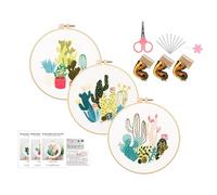 LIONGNZQ 3 Sets Crosses Stitches Embroidery Kit, Needlepoint Ornament Kit, Flower Embroidery Set with Instruction with Pattern Stitching Hoop Thread and Needle Hand Supplies