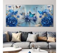 Lionhai Diamond Painting Kits for Adults/Kids, 5D DIY Butterfly Diamond Art Painting Blue Diamond Art Kits, Square Full Drill Diamond Dots Gem Art and Crafts, Home Wall Room Decor Paintings 100x50cm