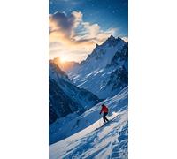 Lionhai DIY 5D Diamond Art Painting Kit, Snow Mountain Skiing, Realistic Crystal Art, Adults, 20x40cm, Non-Foldable