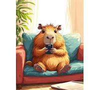 Lionhai Paint by Numbers for Adults, Capybara Paint by Numbers Kits On Canvas, Paint by Numbers for ChildrenWithout Frame DIY Color Oil Painting Acrylic Paints, for Home Wall Decor 30x40cm L-758