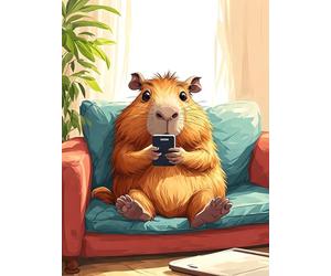 Lionhai Paint by Numbers for Adults, Capybara Paint by Numbers Kits On Canvas, Paint by Numbers for ChildrenWithout Frame DIY Color Oil Painting Acrylic Paints, for Home Wall Decor 20x30cm L-758