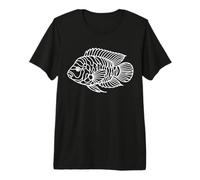 Lionhead Cichlid Fish Line Art Drawing Premium T-Shirt