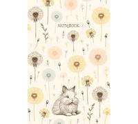 Lionhead Rabbit and Blooms Harmony Floral Hardcover Notebook: Cute Lionhead Angora Rabbit Dandelion Flowers Floral Diary Journal Notebook for Bunny Lovers; 6x9 inch with 158 Lined Page