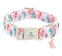 Lionheart glory Dog Collar Dinosaurs Pattern Cute Collar for Medium Dogs Spring Summer Female or Male Collars Pets Gift Adjustable Heavy-Duty Pet Collars
