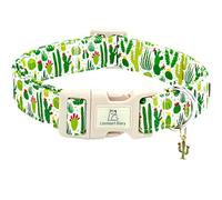 Lionheart glory Dog Collar Green Cactus Print Collar for Large Dogs Spring Summer Female or Male Collars Pets Gift Adjustable Heavy-Duty Cute Pet Collars