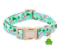 Lionheart glory St. Patrick's Day Dog Collar - Lucky Clover Shamrock Collars Pink Soft Adjustable Collar for Large Dogs Girl Boy Spring Holiday Pet Collars