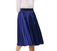 LIONJIE Little Girl's Pleated Elastic High Waist Swing A-line Chiffon Flared Midi Skirt 3-12Y, Navy Blue, 5-6Y
