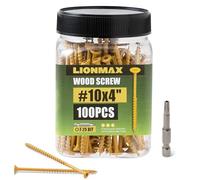 LIONMAX Deck Screws 4 Inch, Wood Screws #10 x 4", 100 PCS, Rust Resistant, Exterior Epoxy Coated, Outdoor Decking Screws, Torx/Star Drive Head Deck Screw, T25 Star Bit Included, Tan