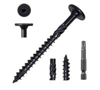 LIONMAX Wood Screws #14 x 2-7/8 Inch, 100-PCS, Heavy Duty Structural Lag Screws, Rust Resistant Coated for Exterior Decking/Construction/Timber/Landscape, Star Drive Flat Head, T30 Bit Included, Black