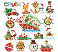 Lionoble 16Pcs Festive, Cruise-Themed Christmas Cruise Door Magnets, PVC Material, Medium Size, 16 Count, Decorative Magnets for Refrigerator, Cars, Garage Door, Xmas Party Supplies
