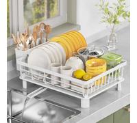 LIONONLY Dish Rack,Detachable Large Dish Drying Rack for Kitchen,Stainless Steel Draining Board Rack with Utensil Holder,Swivel Drainage Spout,Kitchen Sink Drainer Rack