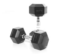 Lions 10KG x 2 Rubber Coated Hex Dumbbells - Cast Iron Weight Set with Ergonomic Metal Handle, Free Weights for Home Gym, Fitness & Strength Training