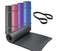 Lions 10mm Extra Thick Large Yoga Mat - 183 x 61 cm, Exercise Yoga Matt for Men Women Non Slip Foam Padded Camping Pilates Mats with Carry Strap (Black)