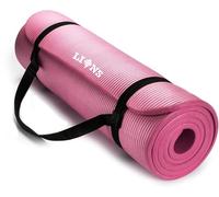 Lions 10mm Extra Thick Large Yoga Mat - 183 x 61 cm, Exercise Yoga Matt for Men Women Non Slip Foam Padded Camping Pilates Mats with Carry Strap (Pink)