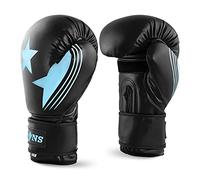 Lions 10oz Boxing Gloves - Premium Rex Leather, Perfect for MMA Training Kickboxing Gloves, Punching Bag Focus Mitts, Muay Thai Boxing Gloves for Men Women Adults (Blue, 10oz)