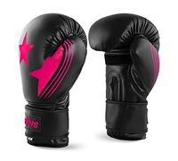 Lions 10oz Boxing Gloves - Premium Rex Leather, Perfect for MMA Training Kickboxing Gloves, Punching Bag Focus Mitts, Muay Thai Boxing Gloves for Men Women Adults (Pink, 10oz)