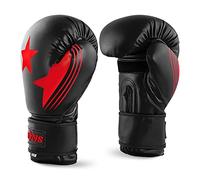 Lions 10oz Boxing Gloves - Premium Rex Leather, Perfect for MMA Training Kickboxing Gloves, Punching Bag Focus Mitts, Muay Thai Boxing Gloves for Men Women Adults (Red, 10oz)