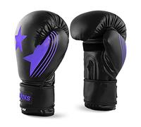 Lions 10oz Boxing Gloves - Premium Rex Leather, Perfect for MMA Training Kickboxing Gloves, Punching Bag Focus Mitts, Muay Thai Boxing Gloves for Men Women Adults (Purple, 10oz)