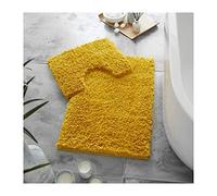 Lions 2 Piece Bath Mats for Bathroom - Ultra Soft Non Slip Absorbent Bath Mat Pedestal Set, Super Plush Microfiber Absorbent Fluffy Rug, Quick Drying, Machine Washable, Ochre