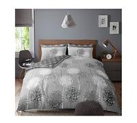 Lions 4 PCS Bedding Set - Grey Silver Double Bed Duvet Cover with 1x Pillowcase1x Fitted Sheet, Soft Reversible Quilt Covers, Reversible Poly Cotton(1 Duvet Cover, 2 Pillow Case, 1 Bed Sheet)