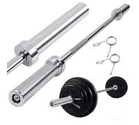 Lions 5ft Olympic Barbell Bar - Premium Quality Stainless Steel 2" Weight Lifting Bar with Free Spring Collars, Strength Training Bars for Home Gym Office Cardio Fitness