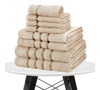 Lions 8 Piece Towels Set - 100% Egyptian Cotton, 4x Face 2x Hand 2x Bath Towels, Super Soft Extra Large Water Absorbent Quick Dry Bathroom Towels, Natural