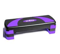 Lions Adjustable Workout Aerobic Stepper - 3 Level Height Adjustable Deck Riser, Yoga Fitness Step, Non Slip Workout Platform, Home Gym & Extra Risers Options, Purple
