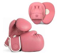 Lions Amateur Fitness Boxing Set Hook & Jab Pads Focus Punch Bag Gloves Target Strike Mitts (Classic Pink, 6oz)
