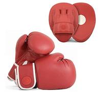 Lions Amateur Fitness Boxing Set Hook & Jab Pads Focus Punch Bag Gloves Target Strike Mitts (Classic Red, 6oz)