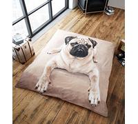 Lions Animal Print Throw Blanket - 3D Design Thermal Faux Fur Fleece Blankets for Sofa Bed Settee Couch, Extra Large Warm Cosy Cuddly Fluffy Throws (Pug Dog, 200x240cm)