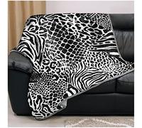 Lions Animal Skin Fleece Throw Blanket - 100% Polyester, Premium Faux Fur Warm Cosy Printed Pattern Throws for Sofa Bed Settee, Extra Large (Leopard Skin - Grey, Double -150x200cm)